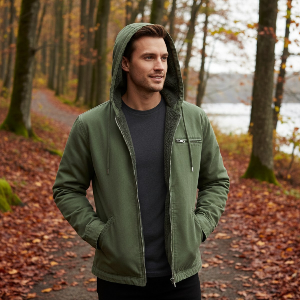 Nolan | Men's Fleece-Lined Hooded Jacket, Retro Autumn Jacket | Dressific