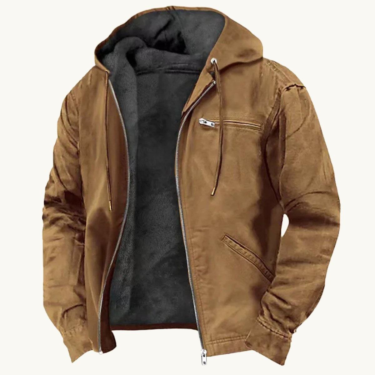 Nolan | Men's Fleece-Lined Hooded Jacket, Retro Autumn Jacket | Dressific | Light Green