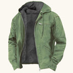 Nolan | Men's Fleece-Lined Hooded Jacket, Retro Autumn Jacket | Dressific | Army Green