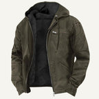 Nolan | Men's Fleece-Lined Hooded Jacket, Retro Autumn Jacket | Dressific | Dark Grey