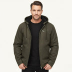 Nolan | Men's Fleece-Lined Hooded Jacket, Retro Autumn Jacket | Dressific | Black
