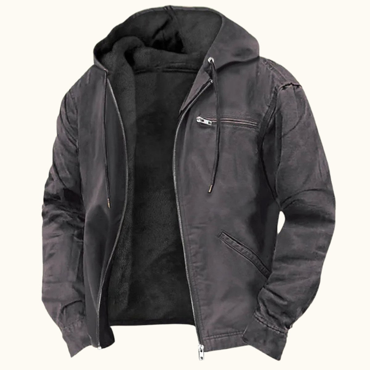 Nolan | Men's Fleece-Lined Hooded Jacket, Retro Autumn Jacket | Dressific