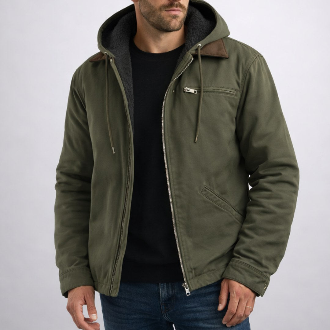 Nolan | Men's Hooded Lined Jacket, Comfortable Everyday Jacket | My Sweet Wardrobe | Brown