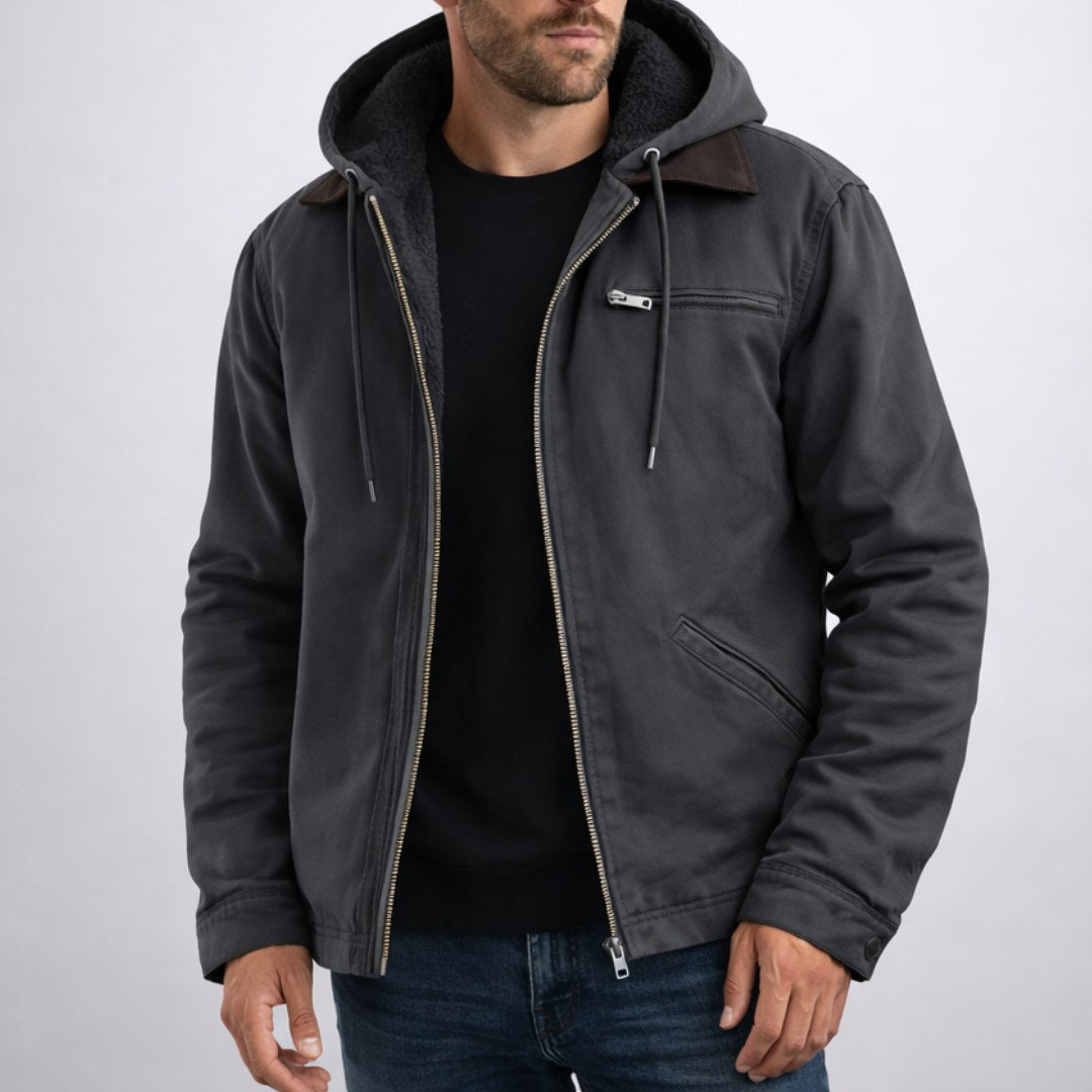 Nolan | Men's Hooded Lined Jacket, Comfortable Everyday Jacket | My Sweet Wardrobe | Grey