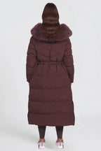 Maëlle | Women's Long Padded Winter Coat, Hooded Faux Fur Collar Jacket | My Sweet Wardrobe