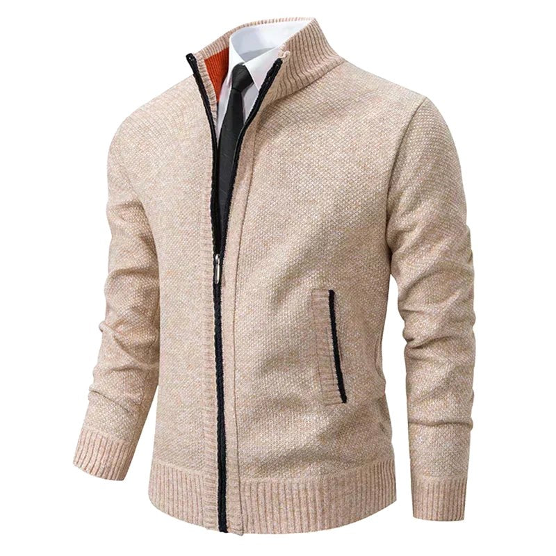 Norbert | Men's Zip-Up Cardigan, Lightweight Autumn Cardigan | My Sweet Wardrobe | Beige