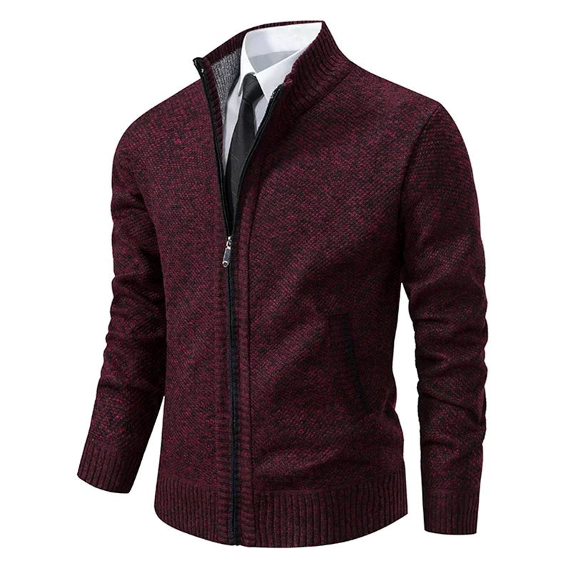 Norbert | Men's Zip-Up Cardigan, Lightweight Autumn Cardigan | My Sweet Wardrobe | Red