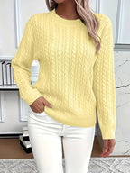Odile | Women's Long Sleeve Cable Knit Jumper, Textured Autumn Sweater | My Sweet Wardrobe | Yellow