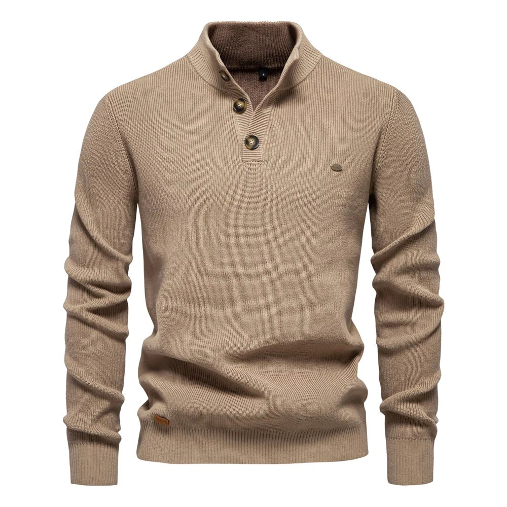 Oliver | Men's Cotton Jumper with Classic Fit, Elegant Men's Jumper | My Sweet Wardrobe | Khaki