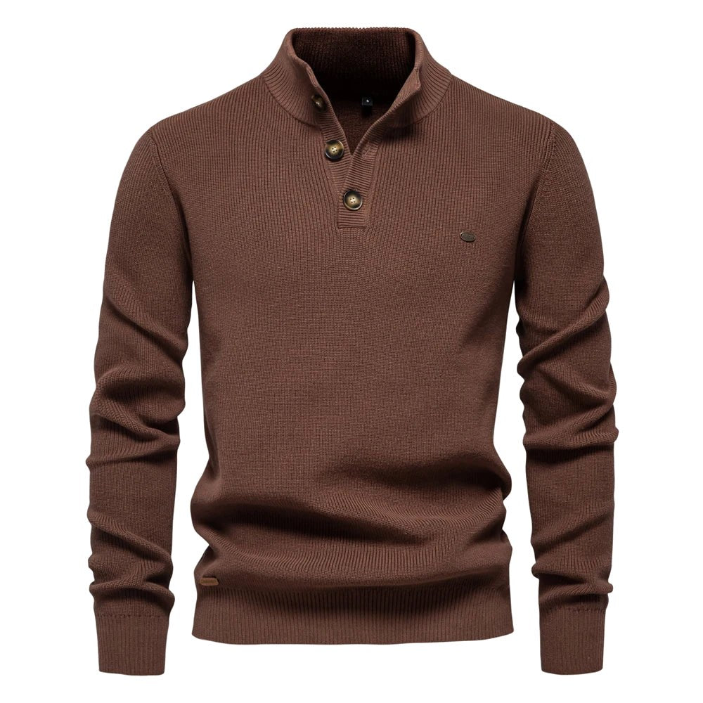 Oliver | Men's Cotton Jumper with Classic Fit, Elegant Men's Jumper | My Sweet Wardrobe | Khaki