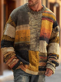 Liam | Men's Patchwork Knit Jumper, Long Sleeve Autumn Jumper | My Sweet Wardrobe | Mustard Patchwork