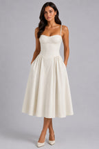 Orla | Women's Floral Corset Midi Dress, Sweetheart Neck Wedding Guest Dress | My Sweet Wardrobe