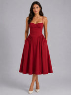 Orla | Women's Floral Corset Midi Dress, Sweetheart Neck Wedding Guest Dress | My Sweet Wardrobe