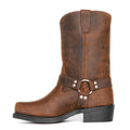 Oswin | Men's Mid-Calf Cowboy Boots, Harness Style Western Boots | My Sweet Wardrobe | Brown