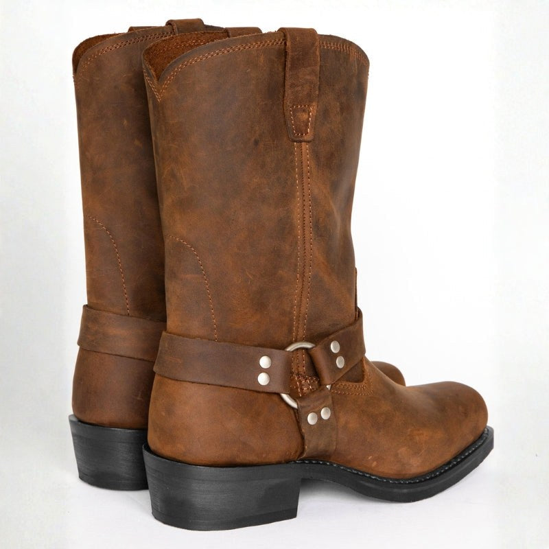 Oswin | Men's Mid-Calf Cowboy Boots, Harness Style Western Boots | My Sweet Wardrobe