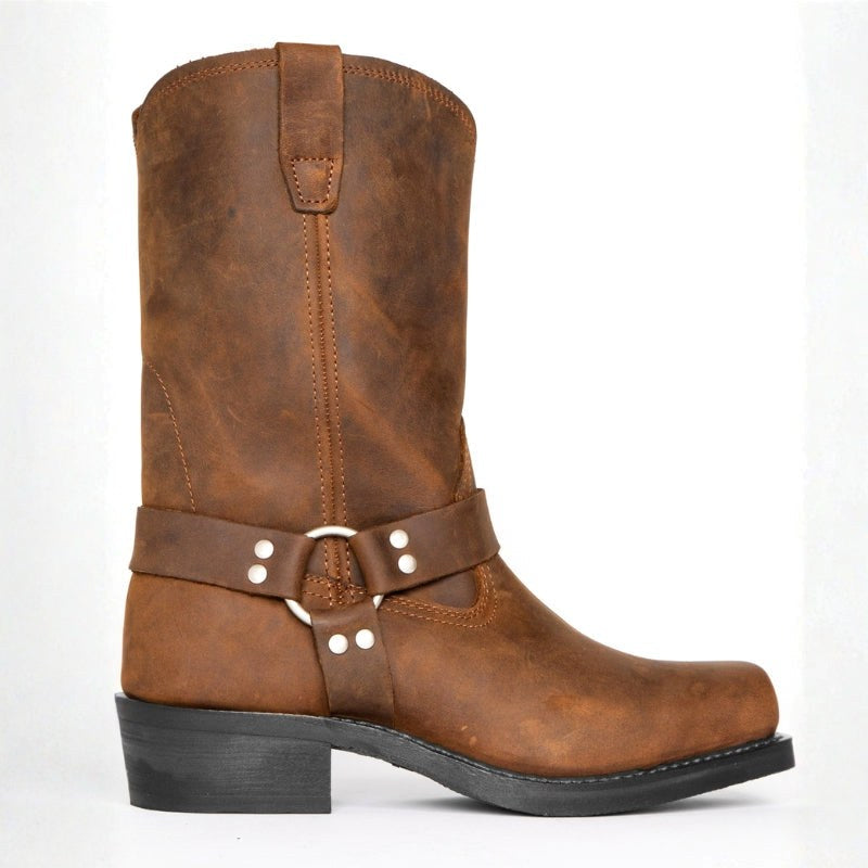Oswin | Men's Mid-Calf Cowboy Boots, Harness Style Western Boots | My Sweet Wardrobe