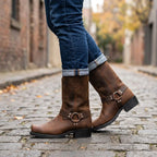 Oswin | Men's Mid-Calf Cowboy Boots, Harness Style Western Boots | My Sweet Wardrobe