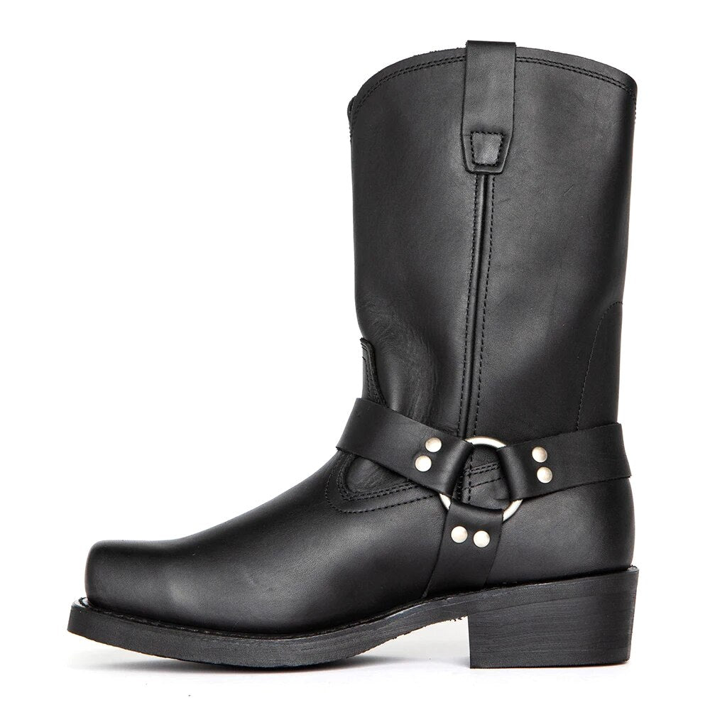 Oswin | Men's Mid-Calf Cowboy Boots, Harness Style Western Boots | My Sweet Wardrobe