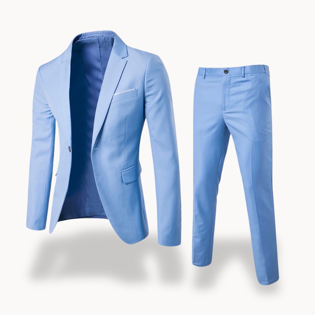 Owen | Men's Formal Two-Piece Suit, Slim-Fit Blazer Suit | Dressific | Light Blue