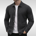 Owen | Men's Knit Cardigan, Finely Textured Layer Cardigan | My Sweet Wardrobe | Grey