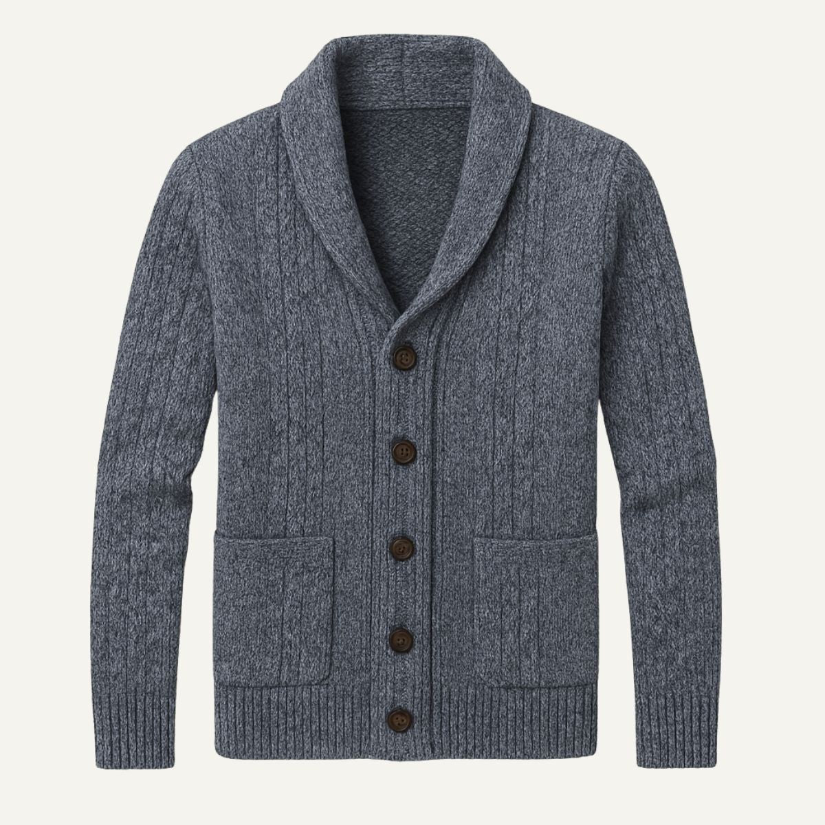 Parker | Men's Cashmere Cardigan, Relaxed Fit Knit Jumper | Dressific | Grey