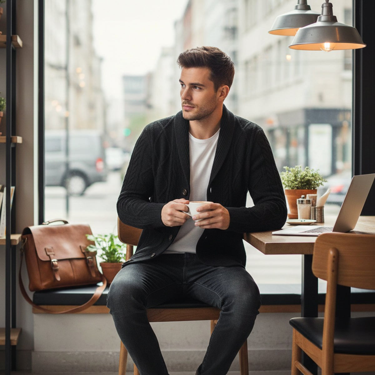 Parker | Men's Cashmere Cardigan, Relaxed Fit Knit Jumper | Dressific