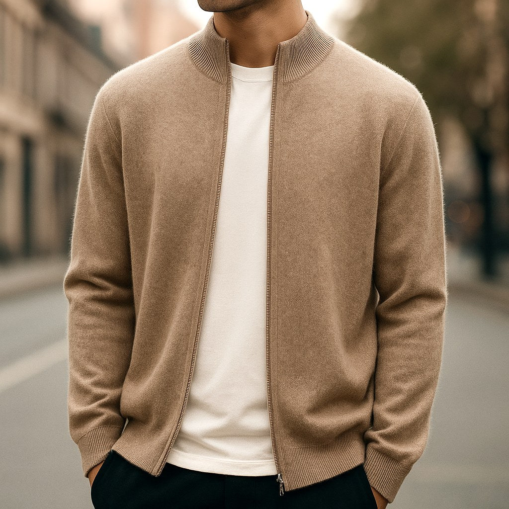 Parker | Men's Full-Zip Knit Cardigan, Comfortable Everyday Cardigan | My Sweet Wardrobe | Light Blue
