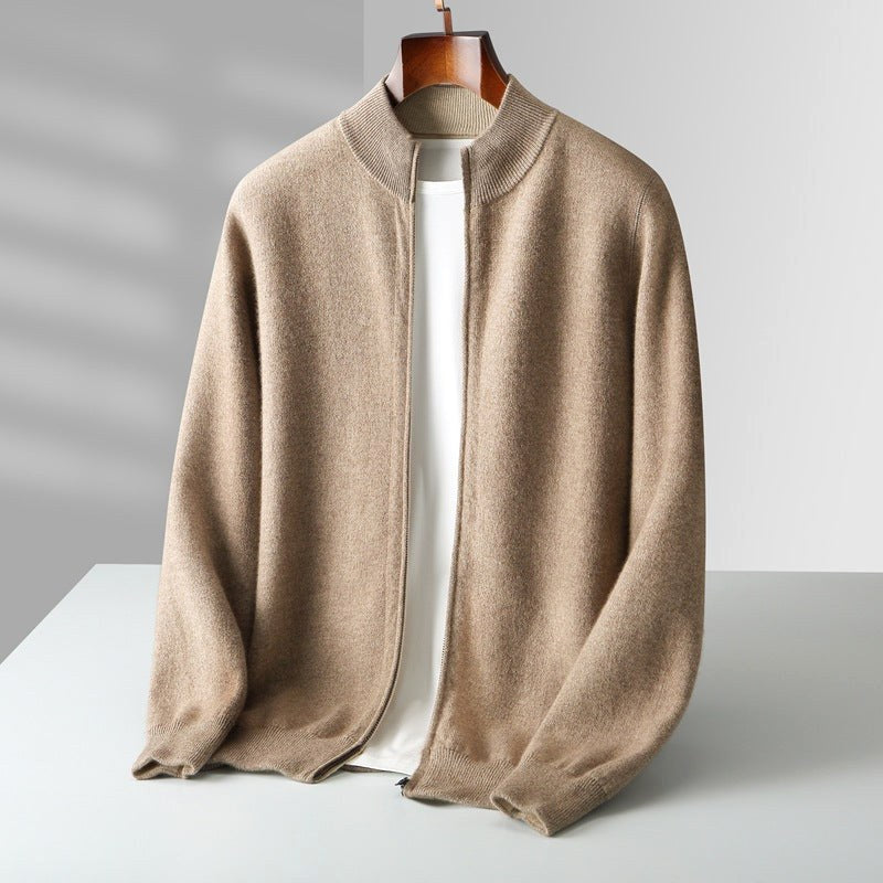 Parker | Men's Full-Zip Knit Cardigan, Comfortable Everyday Cardigan | My Sweet Wardrobe | Beige