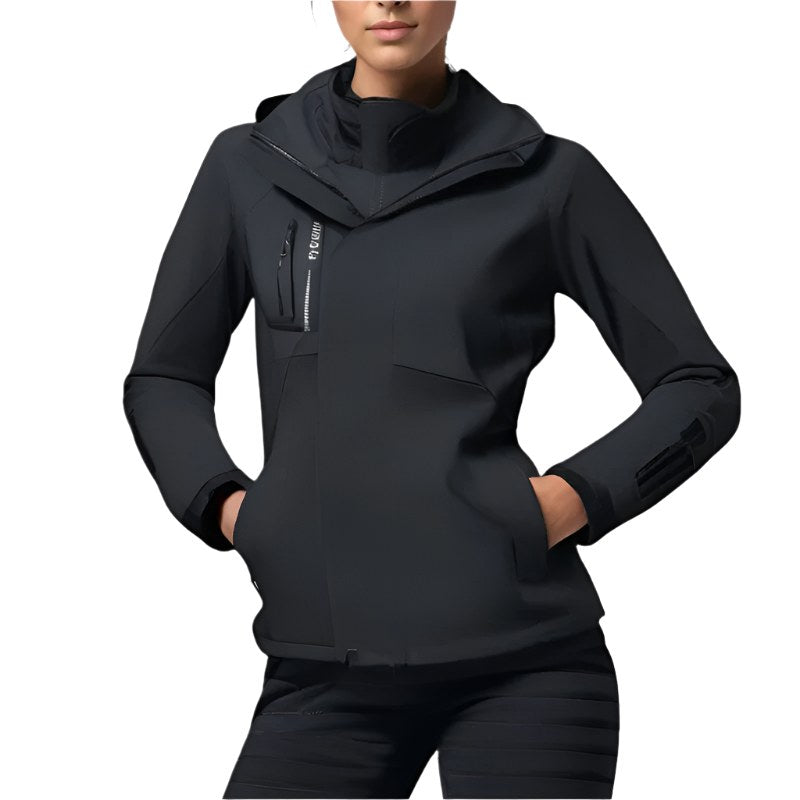 Patricia | Women's Waterproof Softshell Jacket, Wind-Resistant Performance Coat | My Sweet Wardrobe | Black