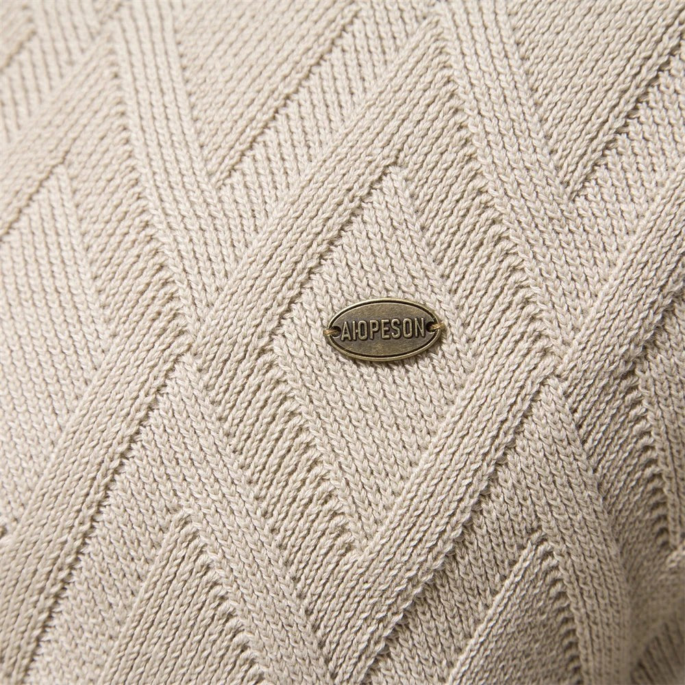Patrick | Classic Men's Cotton Jumper, Elegant Casual Jumper | My Sweet Wardrobe | Khaki