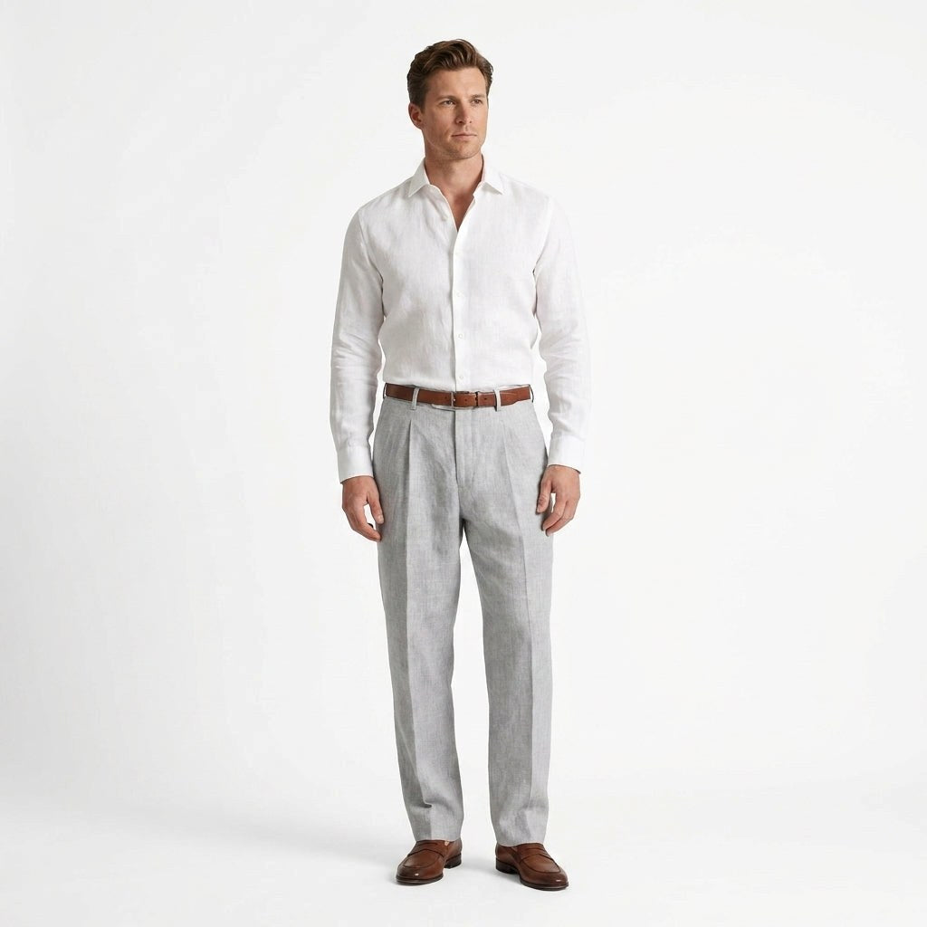 Patrick | Men's Linen-Cotton Blend Trousers with a Comfortable Fit; Breathable Summer Trousers | My Sweet Wardrobe