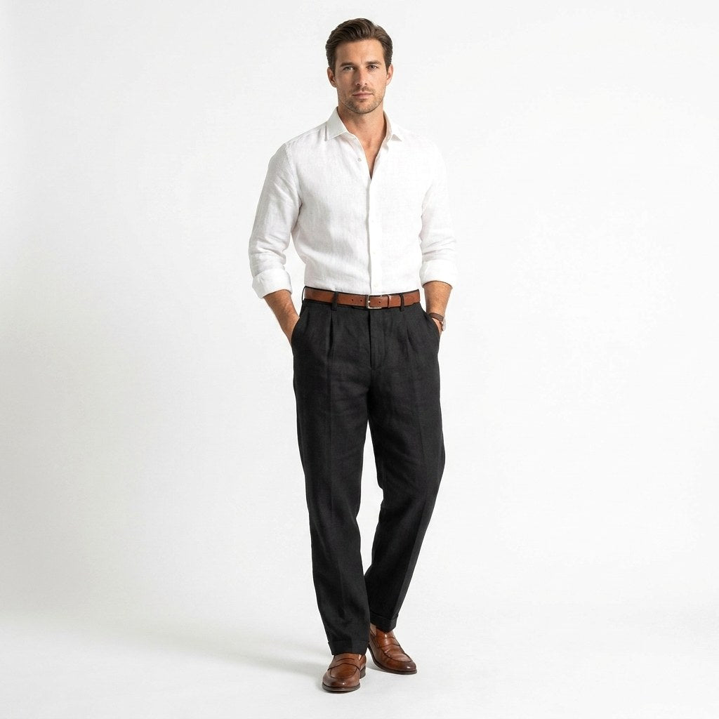 Patrick | Men's Linen-Cotton Blend Trousers with a Comfortable Fit; Breathable Summer Trousers | My Sweet Wardrobe
