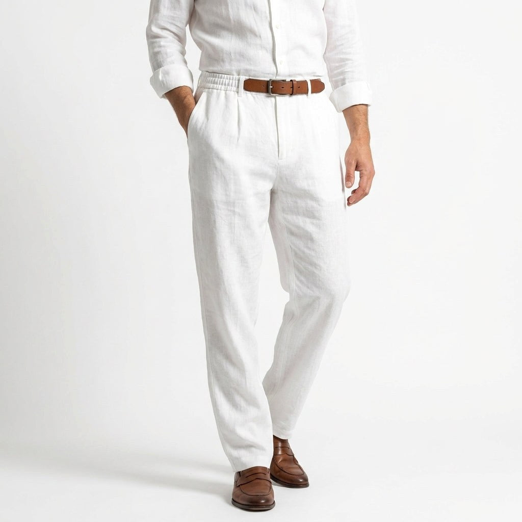 Patrick | Men's Linen-Cotton Blend Trousers with a Comfortable Fit; Breathable Summer Trousers | My Sweet Wardrobe