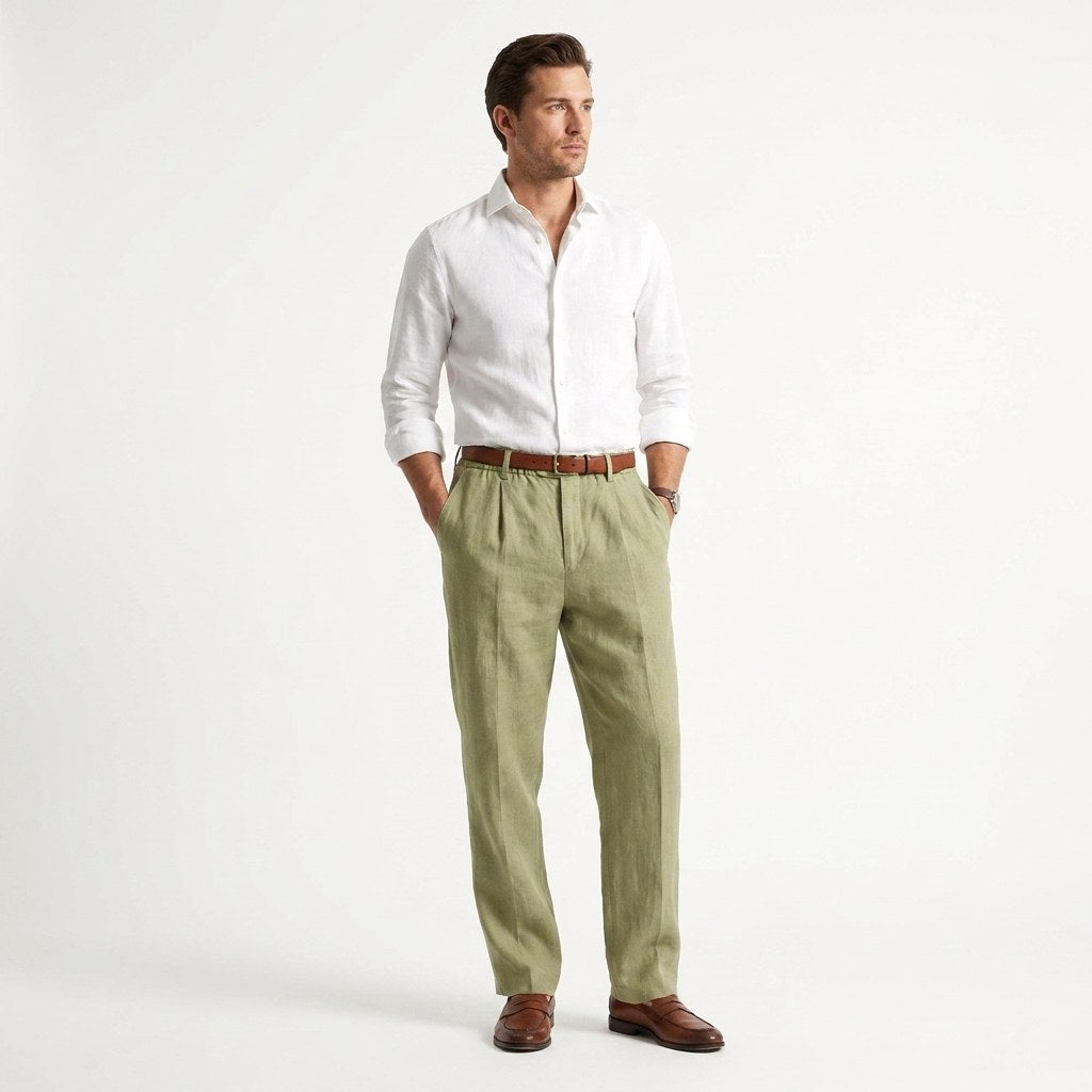 Patrick | Men's Linen-Cotton Blend Trousers with a Comfortable Fit; Breathable Summer Trousers | My Sweet Wardrobe