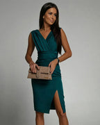 Paulina | Women's Sweetheart Neckline Midi Dress, Side-Split Occasion Dress | My Sweet Wardrobe