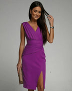 Paulina | Women's Sweetheart Neckline Midi Dress, Side-Split Occasion Dress | My Sweet Wardrobe