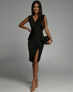 Paulina | Women's Sweetheart Neckline Midi Dress, Side-Split Occasion Dress | My Sweet Wardrobe