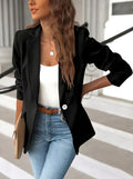Pauline | Women's Tailored Blazer with Notched Lapel, Single-Button Workwear Blazer | My Sweet Wardrobe | Black