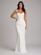 Penelope | Women's Bodycon Draped Corset Maxi Dress, Sculpted Silhouette Evening Dress | My Sweet Wardrobe