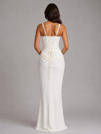 Penelope | Women's Bodycon Draped Corset Maxi Dress, Sculpted Silhouette Evening Dress | My Sweet Wardrobe