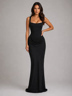 Penelope | Women's Bodycon Draped Corset Maxi Dress, Sculpted Silhouette Evening Dress | My Sweet Wardrobe