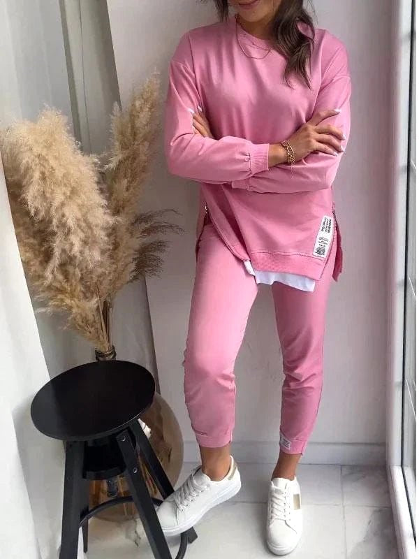 Penelope | Women's Oversized Two-Piece Lounge Set, Tapered Joggers | My Sweet Wardrobe | Black