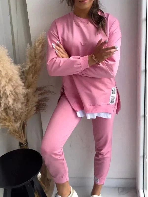 Penelope | Women's Oversized Two-Piece Lounge Set, Tapered Joggers | My Sweet Wardrobe | Khaki