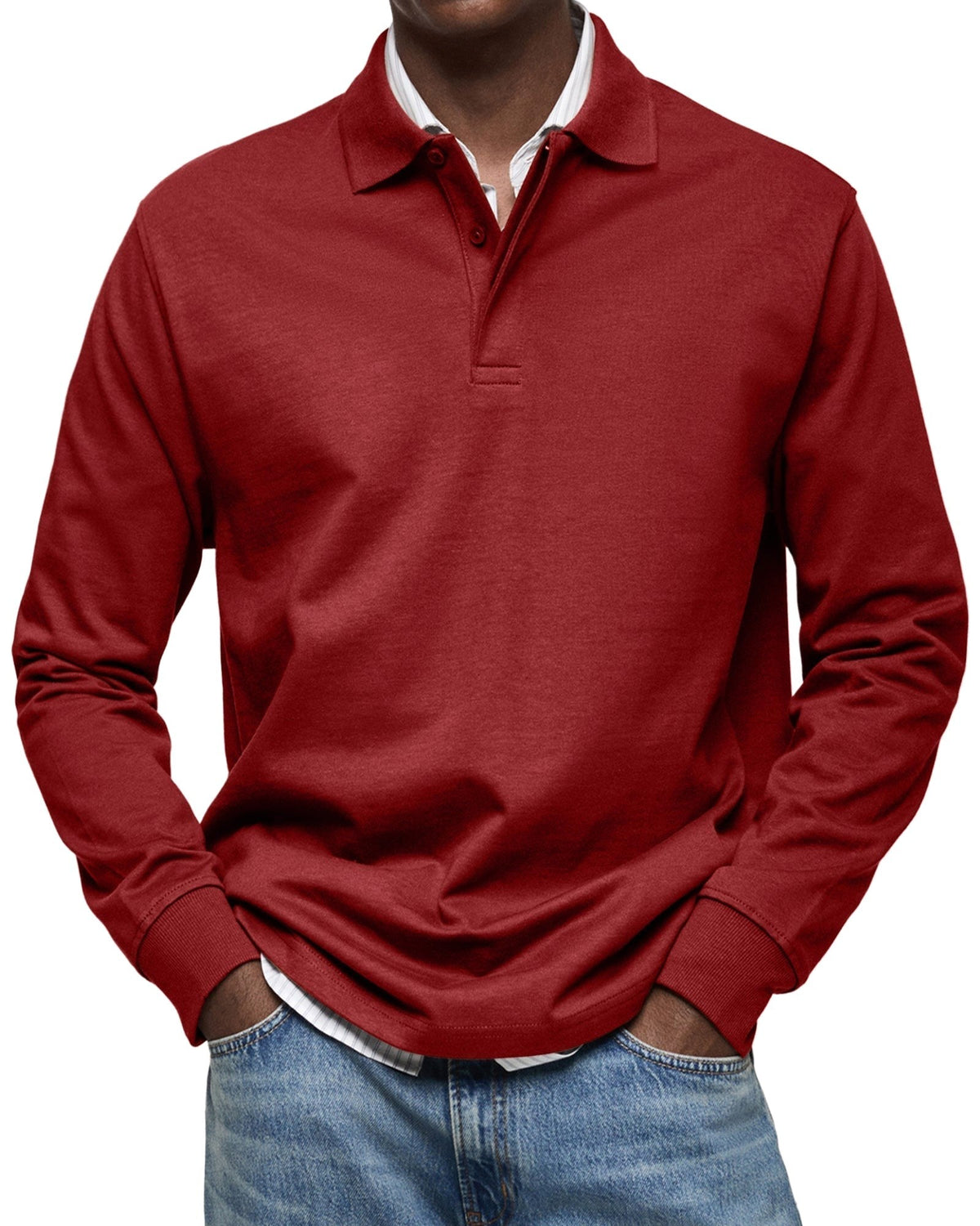 Percy | Men's Long-Sleeve Polo Shirt, Tailored Smart Polo | My Sweet Wardrobe