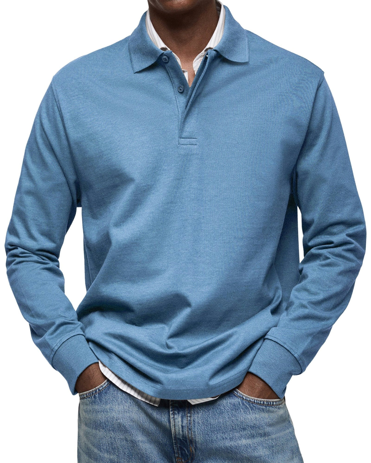 Percy | Men's Long-Sleeve Polo Shirt, Tailored Smart Polo | My Sweet Wardrobe
