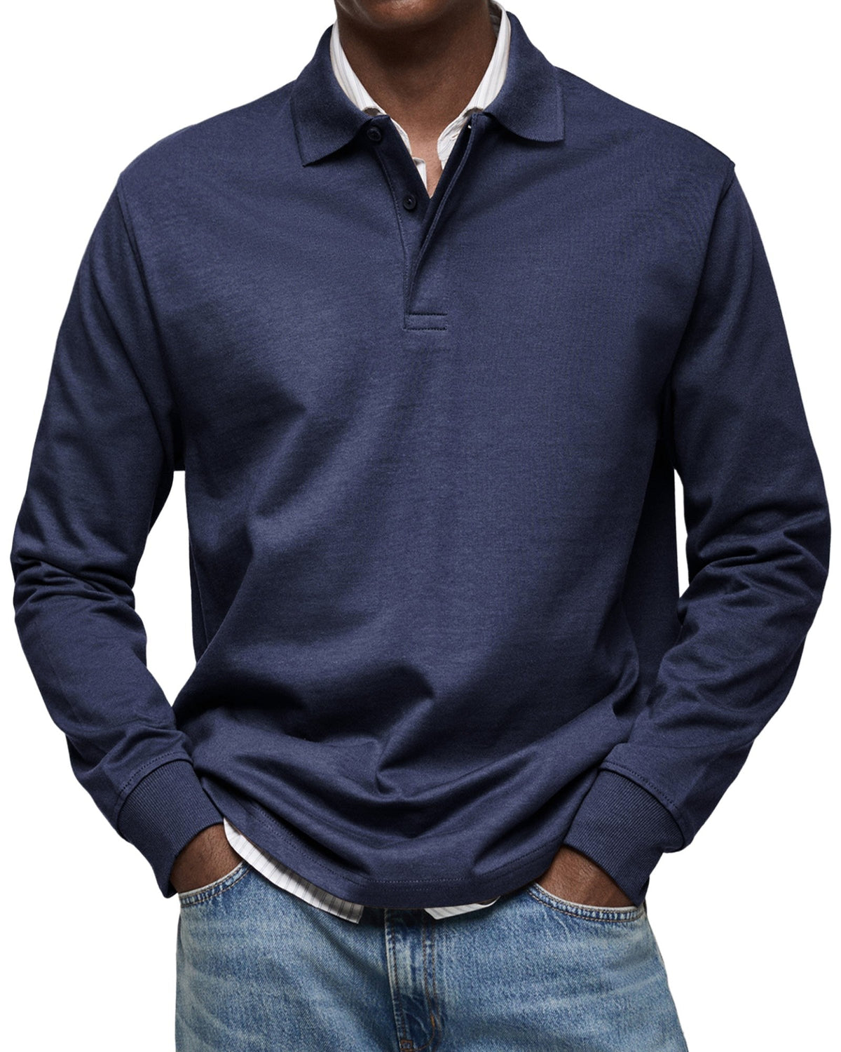 Percy | Men's Long-Sleeve Polo Shirt, Tailored Smart Polo | My Sweet Wardrobe