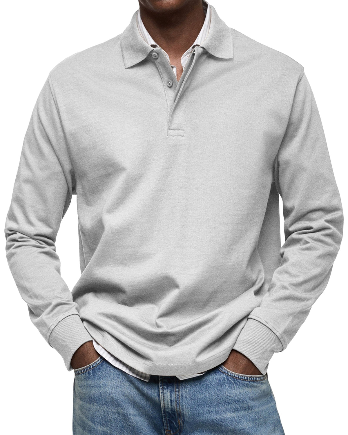 Percy | Men's Long-Sleeve Polo Shirt, Tailored Smart Polo | My Sweet Wardrobe