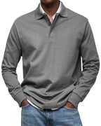 Percy | Men's Long-Sleeve Polo Shirt, Tailored Smart Polo | My Sweet Wardrobe