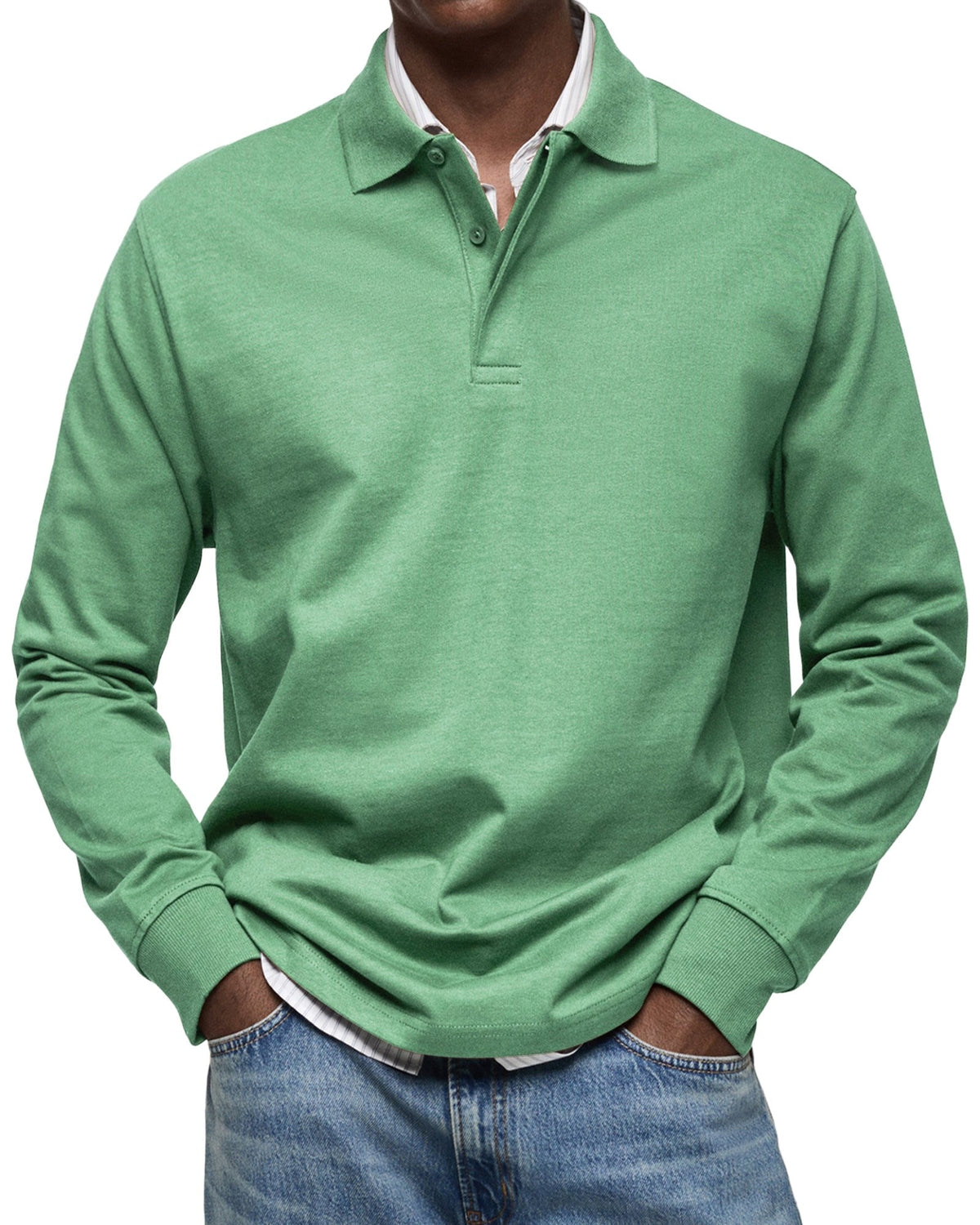 Percy | Men's Long-Sleeve Polo Shirt, Tailored Smart Polo | My Sweet Wardrobe