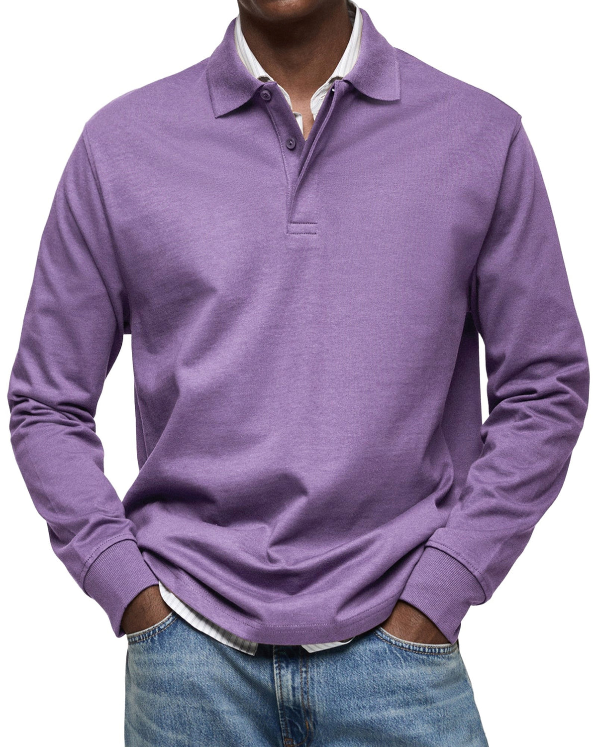 Percy | Men's Long-Sleeve Polo Shirt, Tailored Smart Polo | My Sweet Wardrobe